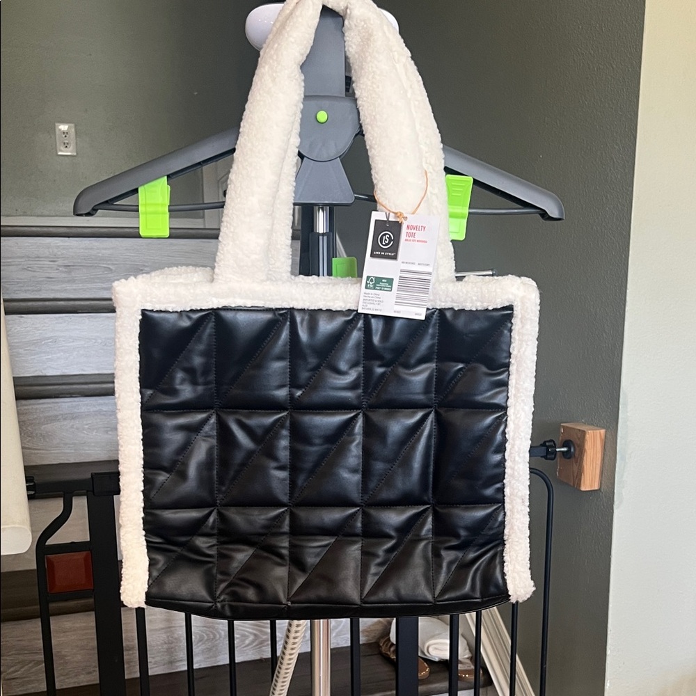 Black and White Quilted Tote Bag